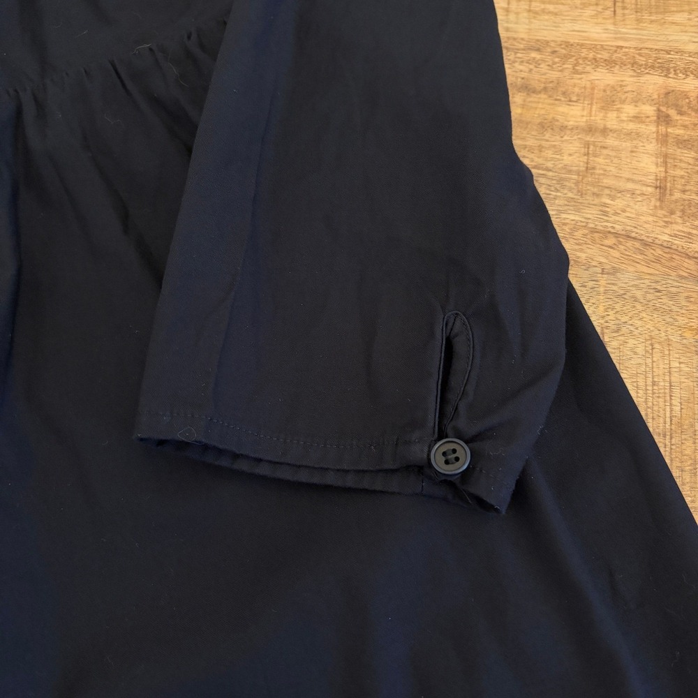 Reformation Kenzi Mini Dress 20 Puff Sleeve Organic Cotton Smocked LBD Black - Picture 9 of 11